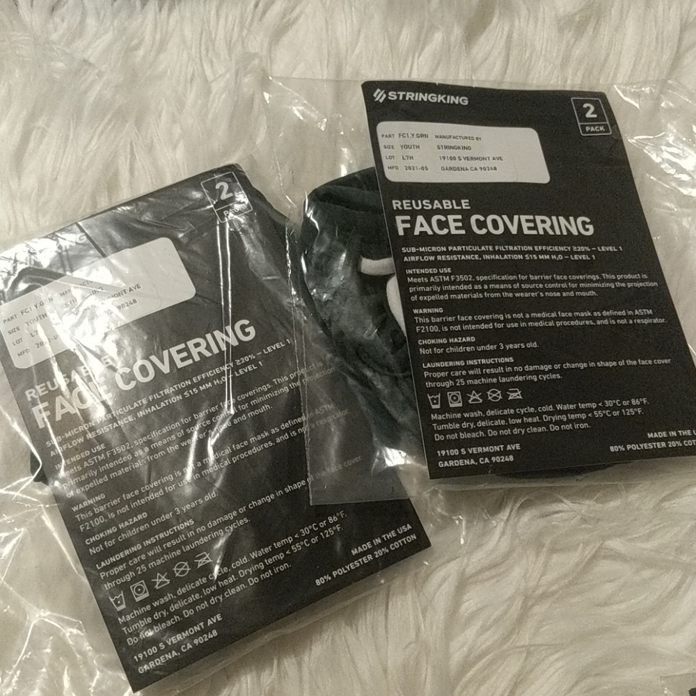 Stringking youth green reusable green masks 2+2